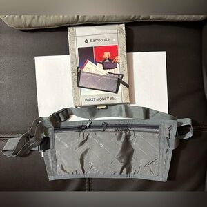 Samsonite Double Pocket Waist Money Belt, Gray (NIB).